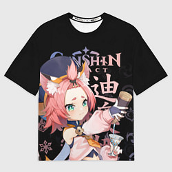 Женская футболка оверсайз Диона Genshin Impact