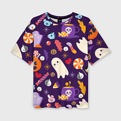 Женская футболка оверсайз HALLOWEEN BTS BT21 PATTERN БТ21 БТС ХЕЛЛОУИН