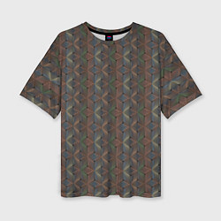 Женская футболка оверсайз Абстракция из разноцветных треугольников из линий