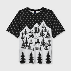 Футболка оверсайз женская Северные Олени в Горах, цвет: 3D-принт