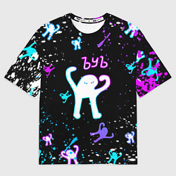 Женская футболка оверсайз КОТ ЪУЪ СЪУКА NEON