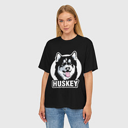 Футболка оверсайз женская Собака Хаски Husky, цвет: 3D-принт — фото 2