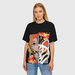 Футболка оверсайз женская Samurai girl, цвет: 3D-принт — фото 2