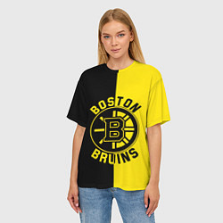 Футболка оверсайз женская Boston Bruins, Бостон Брюинз, цвет: 3D-принт — фото 2