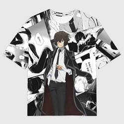 Футболка оверсайз женская Дазай Осаму на фоне манги, цвет: 3D-принт