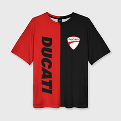 Футболка оверсайз женская DUCATI BLACK RED BACKGROUND, цвет: 3D-принт