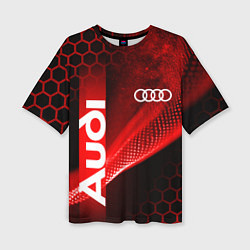 Футболка оверсайз женская AUDI АУДИ SPORT СПОРТ RED AND BLACK, цвет: 3D-принт