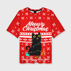 Женская футболка оверсайз MEOW CHRISTMAS