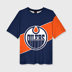 Женская футболка оверсайз Эдмонтон Ойлерз Edmonton Oilers NHL