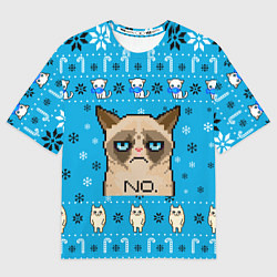 Футболка оверсайз женская Grumpy КОТ МЕМ НОВОГОДНИЙ, цвет: 3D-принт