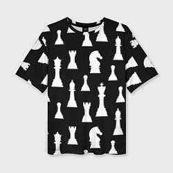 Женская футболка оверсайз Белые шахматные фигуры