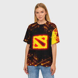 Футболка оверсайз женская DOTA 2 FIRE LOGO ДОТА 2 ОГНЕННЫЙ ЛОГО, цвет: 3D-принт — фото 2