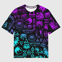 Футболка оверсайз женская ВЕДЬМАК ЛОГОБОМБИНГ НЕОН, цвет: 3D-принт