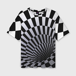 Женская футболка оверсайз Оптическая Иллюзия, черно-белая