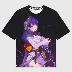 Футболка оверсайз женская Баал среди молний Геншин импакт, цвет: 3D-принт