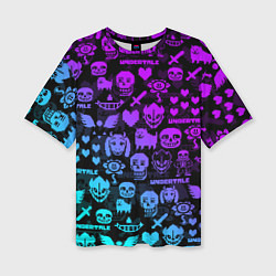 Женская футболка оверсайз UNDERTALE NEON PATTERN УЗОР