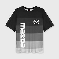 Женская футболка оверсайз Мазда, Mazda, Серый градиент