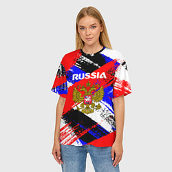 Футболка оверсайз женская Russia Геометрия патриотизм, цвет: 3D-принт — фото 2