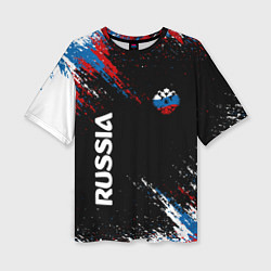 Женская футболка оверсайз Russia Штрихи в цвет Флага