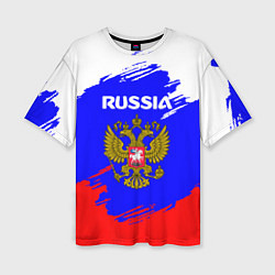 Женская футболка оверсайз Russia Геометрия