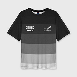 Женская футболка оверсайз Audi, Ауди Серый градиент