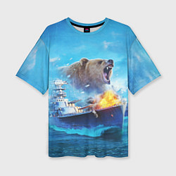 Женская футболка оверсайз Медведь ВМФ