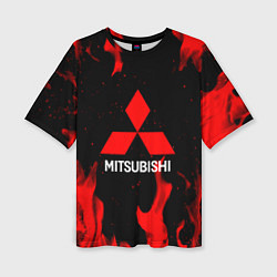 Женская футболка оверсайз Mitsubishi Red Fire