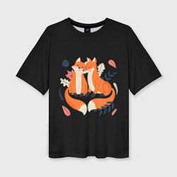 Женская футболка оверсайз Лисы Animal love