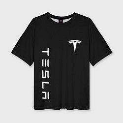 Женская футболка оверсайз Tesla Тесла логотип и надпись