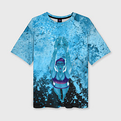 Футболка оверсайз женская Спортивное плавание Голубая вода, цвет: 3D-принт