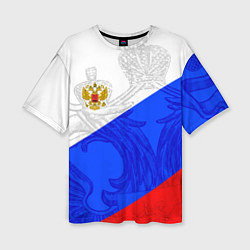 Женская футболка оверсайз Российский герб: триколор