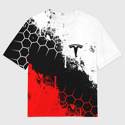 Женская футболка оверсайз ТЕСЛА TESLA ЭЛЕКТРОМОБИЛИ