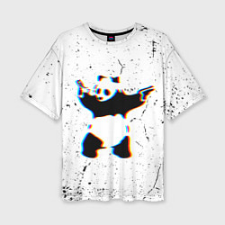 Женская футболка оверсайз Banksy Panda with guns Бэнкси