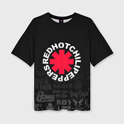 Футболка оверсайз женская Red Hot Chili Peppers Логотипы рок групп, цвет: 3D-принт