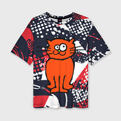 Футболка оверсайз женская Забаный красный кот, цвет: 3D-принт