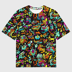 Футболка оверсайз женская Прикольный красочный паттерн, цвет: 3D-принт