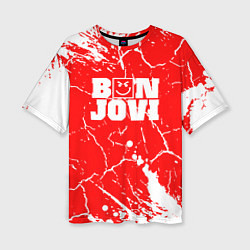 Женская футболка оверсайз Bon jovi Трещины