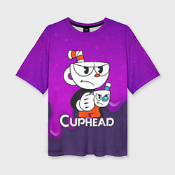 Футболка оверсайз женская Недовольная чашечка cuphead, цвет: 3D-принт