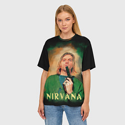 Футболка оверсайз женская Nirvana - Kurt Cobain with a gun, цвет: 3D-принт — фото 2