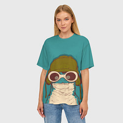 Футболка оверсайз женская Крейзи лягуха в шапке, цвет: 3D-принт — фото 2