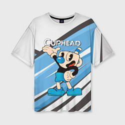 Футболка оверсайз женская Cuphead синяя чашечка, цвет: 3D-принт