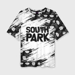 Женская футболка оверсайз Южный парк - персонажи и логотип South Park
