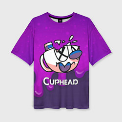 Женская футболка оверсайз Cuphead Разбитая чашечка