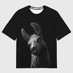 Женская футболка оверсайз Портрет милой ламы