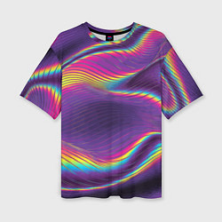 Женская футболка оверсайз Neon fashion pattern Wave