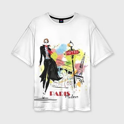 Женская футболка оверсайз Девушка, Париж, метро