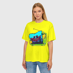 Футболка оверсайз женская POPPY PLAYTIME HAGGY WAGGY ХАГГИ ВАГГИ В ТЕЛЕВИЗОР, цвет: 3D-принт — фото 2