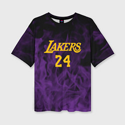 Женская футболка оверсайз Lakers 24 фиолетовое пламя