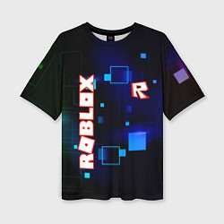 Женская футболка оверсайз ROBLOX неоновые кубики
