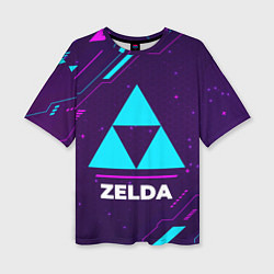 Футболка оверсайз женская Символ Zelda в неоновых цветах на темном фоне, цвет: 3D-принт